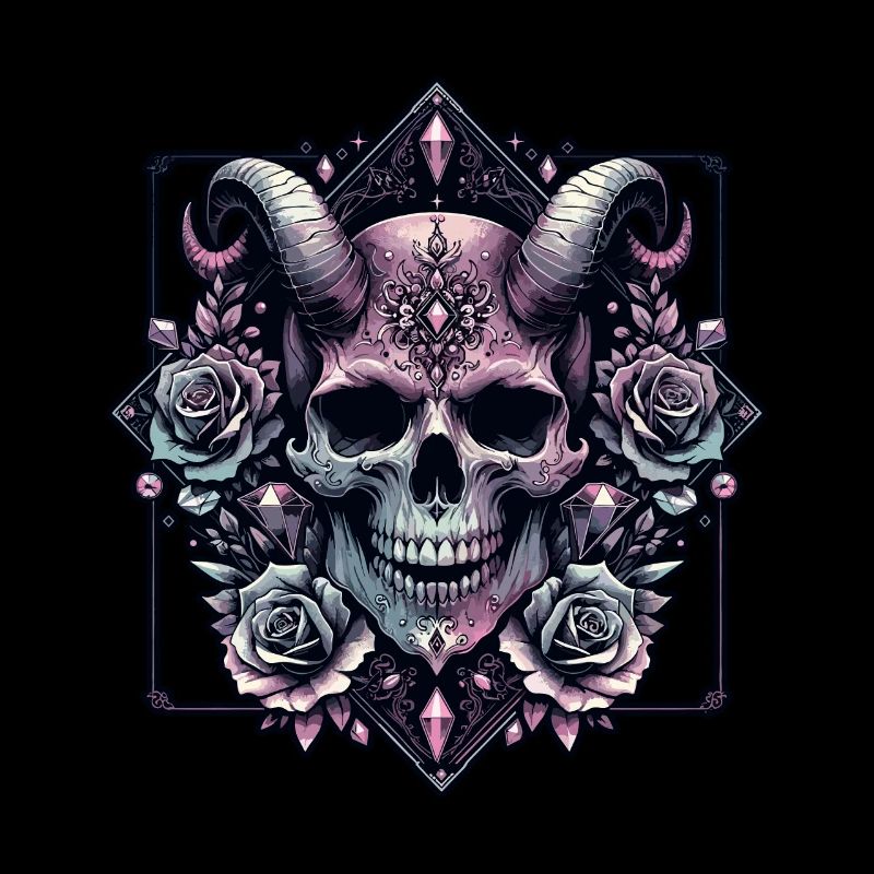 Pastel Goth esthétique Dark Skull Design