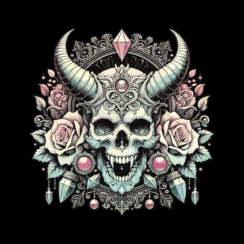 Pastel Goth esthétique Dark Skull Design