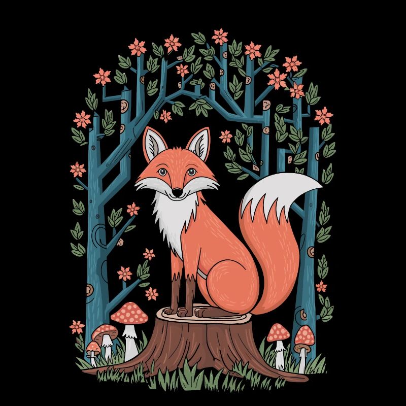 Cottagecore renard dans la forêt de contes de fées