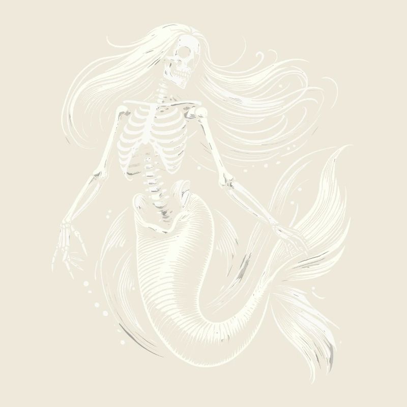 Skeleton Mermaid Mystic Ocean Art