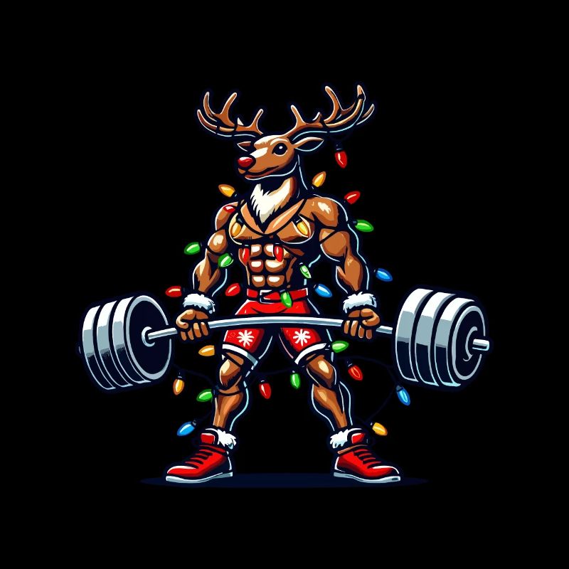Christmas Reindeer Bodybuilder Humor