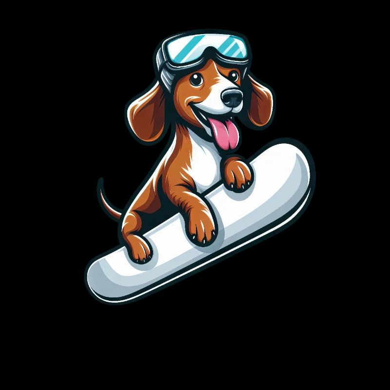 Dackel Hund Snowboard Comics Winterspaß