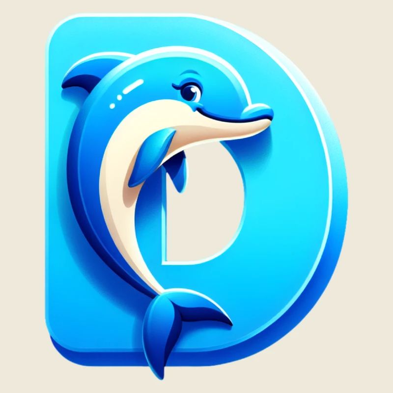 Dauphin mignon avec lettre D bleue