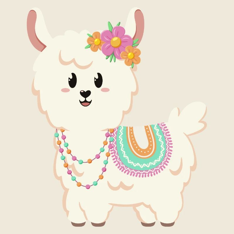 Sommer, Sonne, Lama mit Blumen