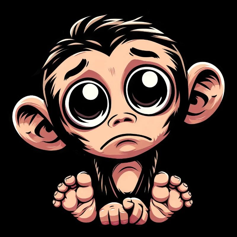 Cute sad monkey emotive chimpanzee slaughtered