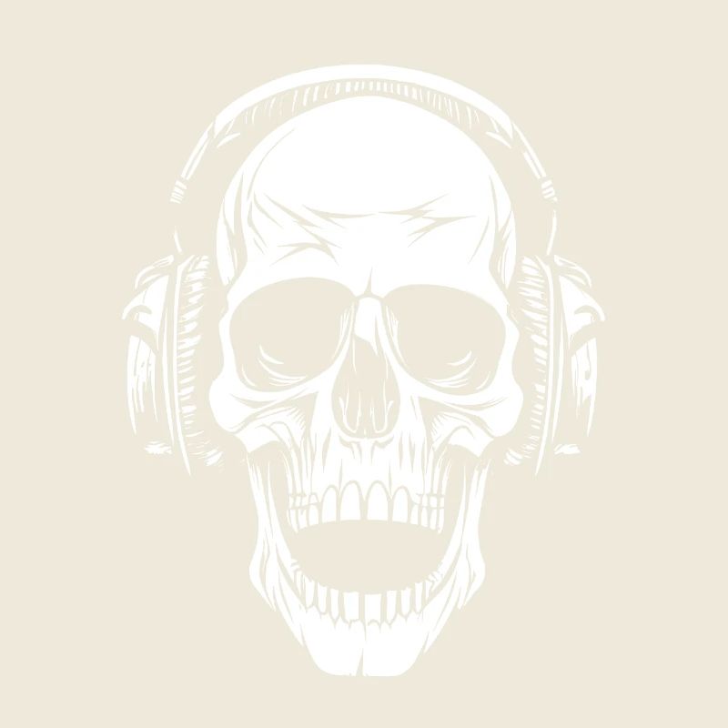 Totenkopf mit Kopfhörern