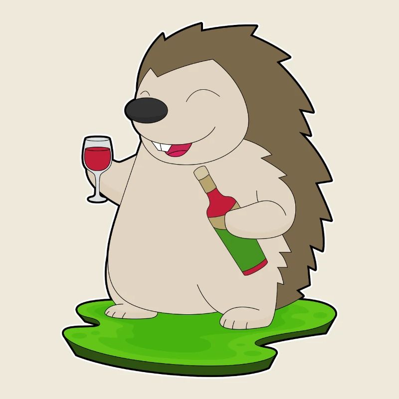 Bouteille de vin rouge hérisson