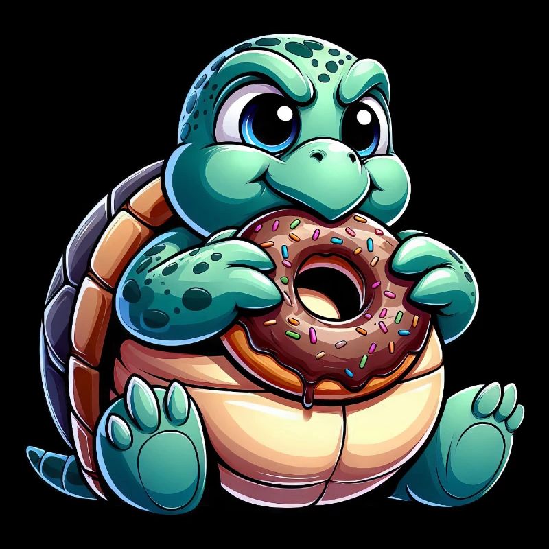 Cute Chubby Turtle Donut Cartoon