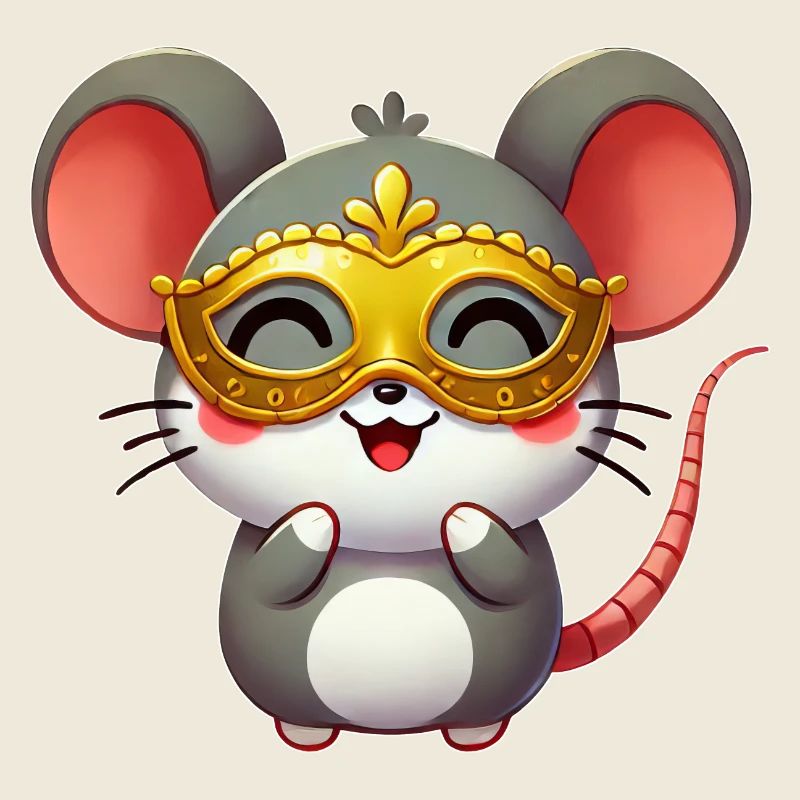 Süße Cartoon Maus Mardi Gras Karneval