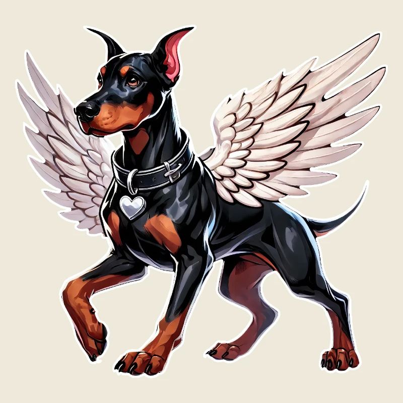 Eleganter Dobermann Engel Liebe Haustier