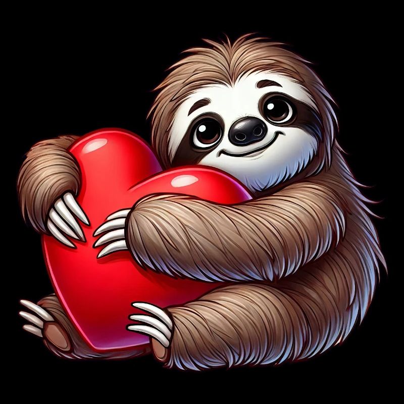 Faules Faultier mit Herz Valentinstag Liebe