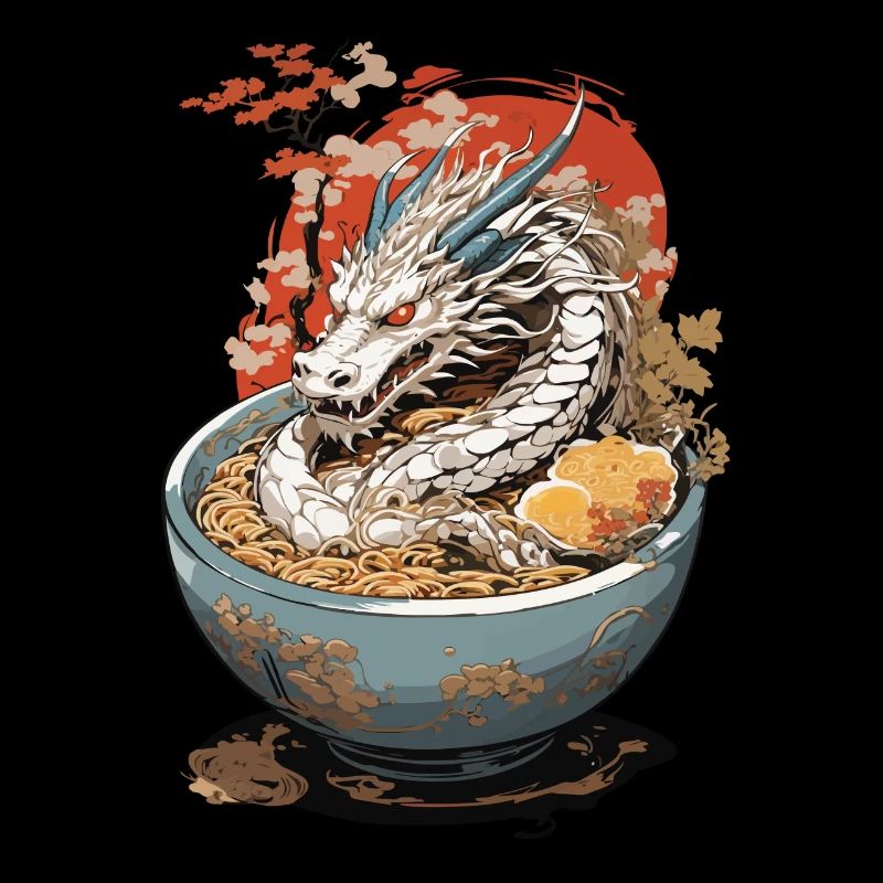 Retro Drache Ramen Ukiyo-e Manga Design