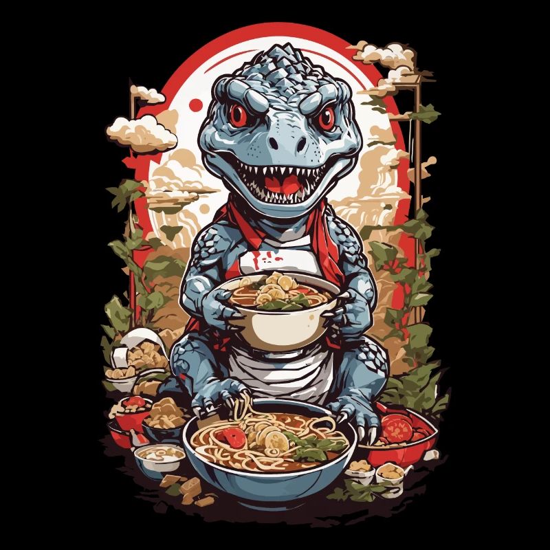 Ramen Dino Ukiyo-e Otaku Manga Design