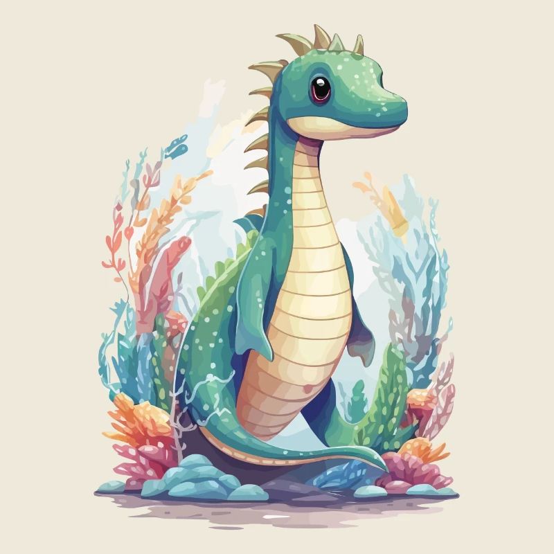 Conception de dessin animé de dinosaure sous-marin mignon