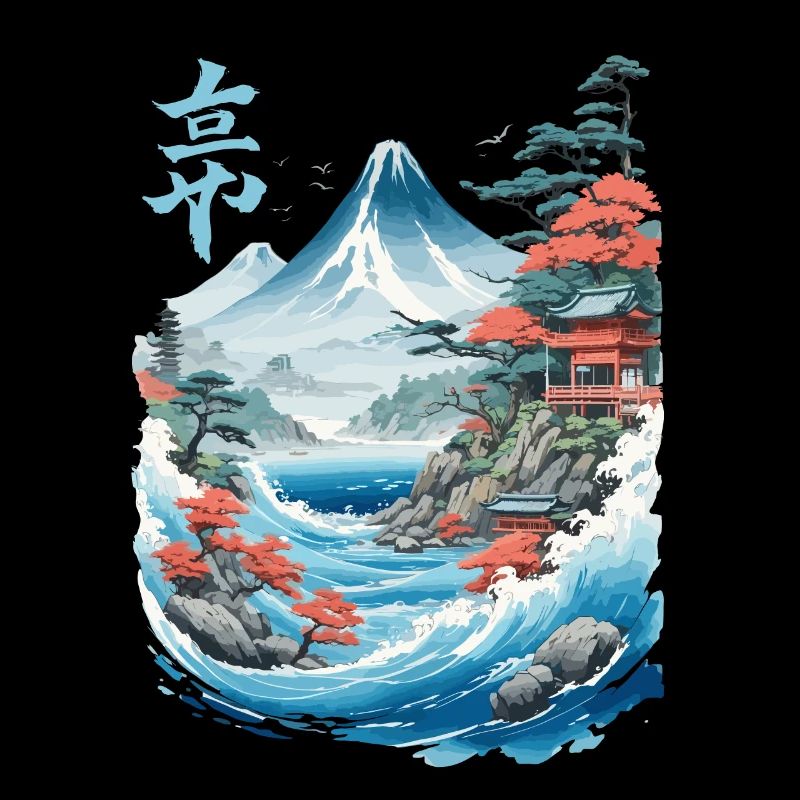 Japanese Ukiyo-E Fujiyama Retro Artwork