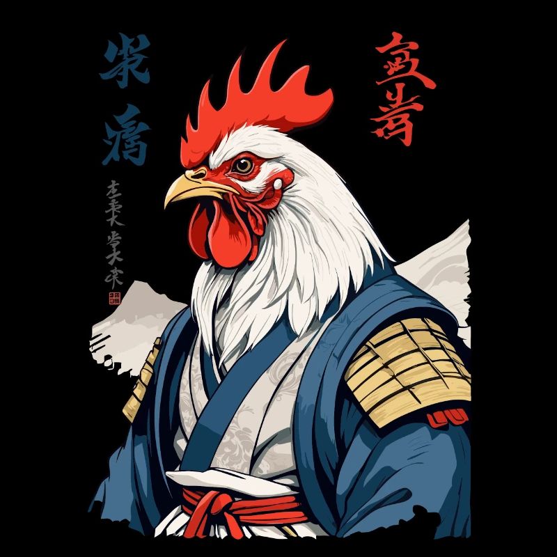 Samurai Hahn Japan Vintage Ukiyo-E Kunst Design