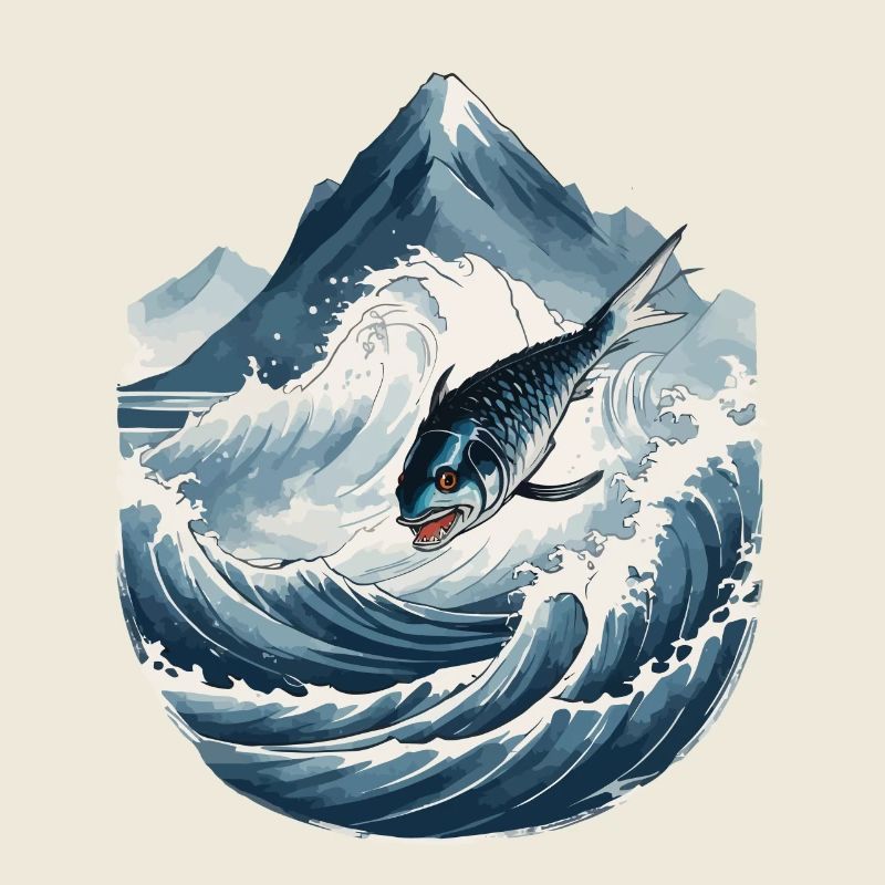 Pêcheur de mer japonais Art poisson dans le style Ukiyo-e