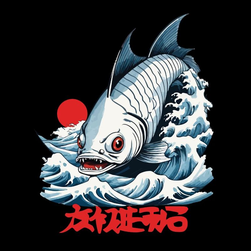 Ukiyo-E Fish Fisherman Angler Japan Artwork