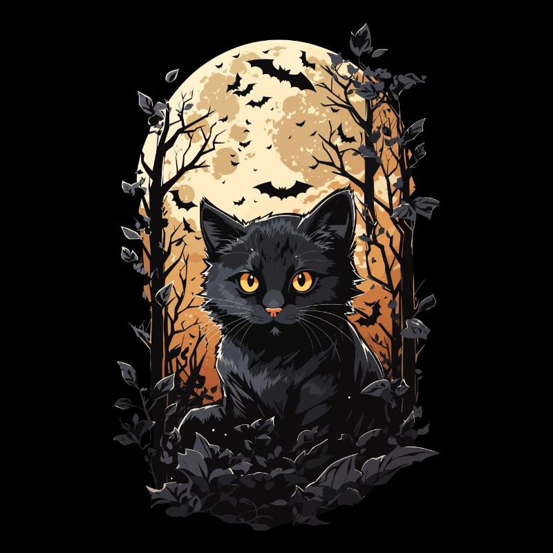 Cat Full Moon Halloween Spell Magical Cats