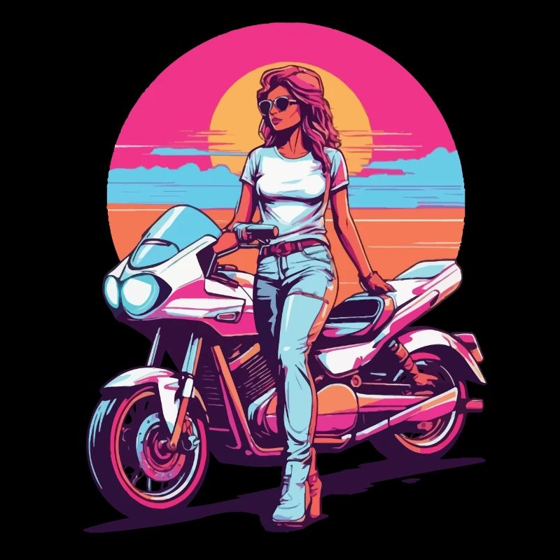 Retro Synthwave Motorcycle Biker Streetwear