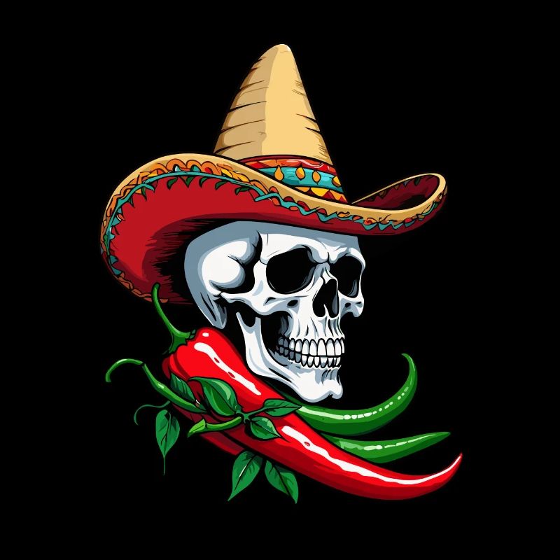 Aesthetic Chili Skull Design Mexikanisch Style