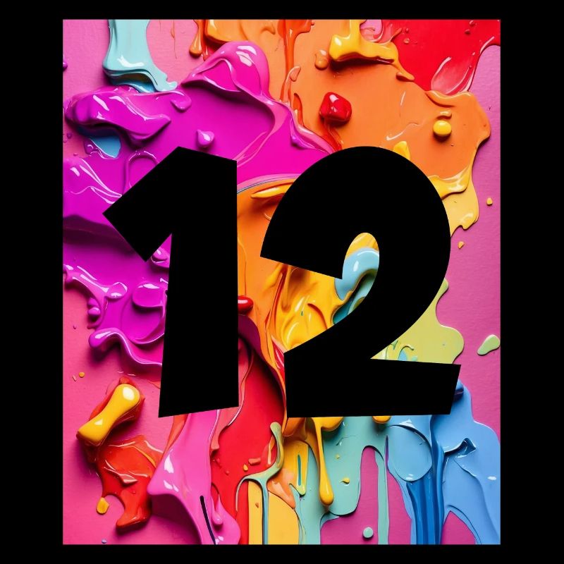 NR. 12 NUMMER 12 BUNT 12. GEBURTSTAG