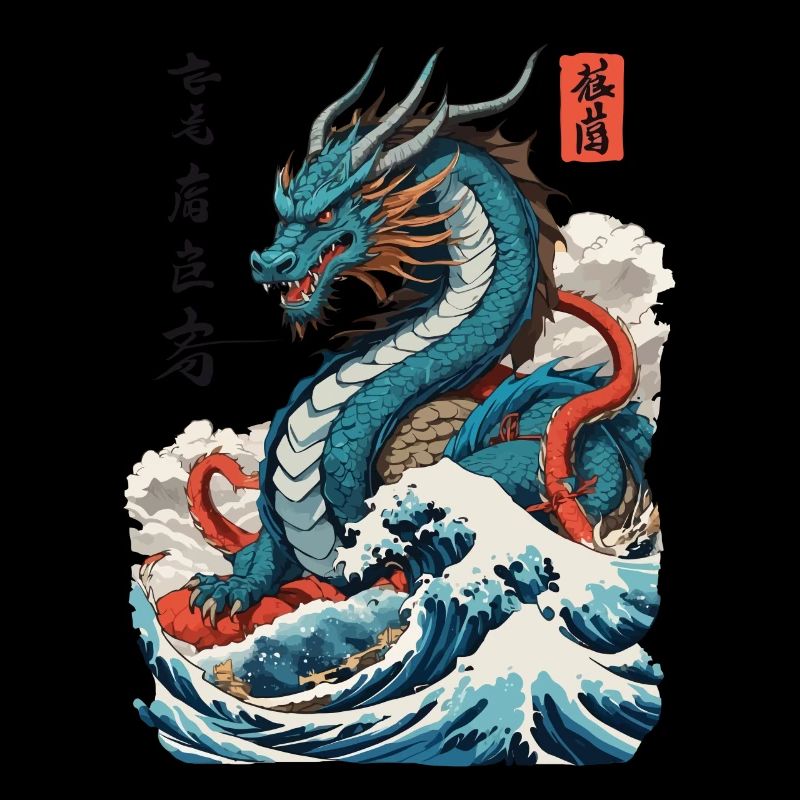 Vintage Ukiyo-E Kunst Japanischer Drache Design