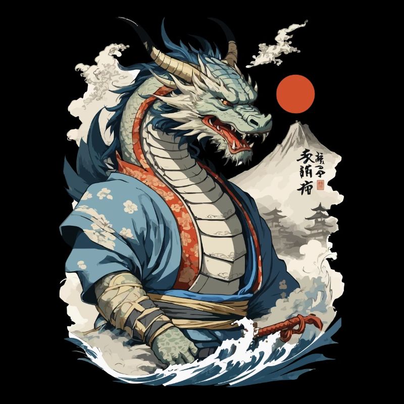 Samurai Ukiyo-E Art Japanese Dragon