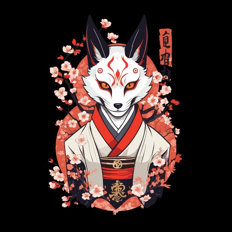 Japanese Kitsune Mask Anime Kawaii Fox Ghost