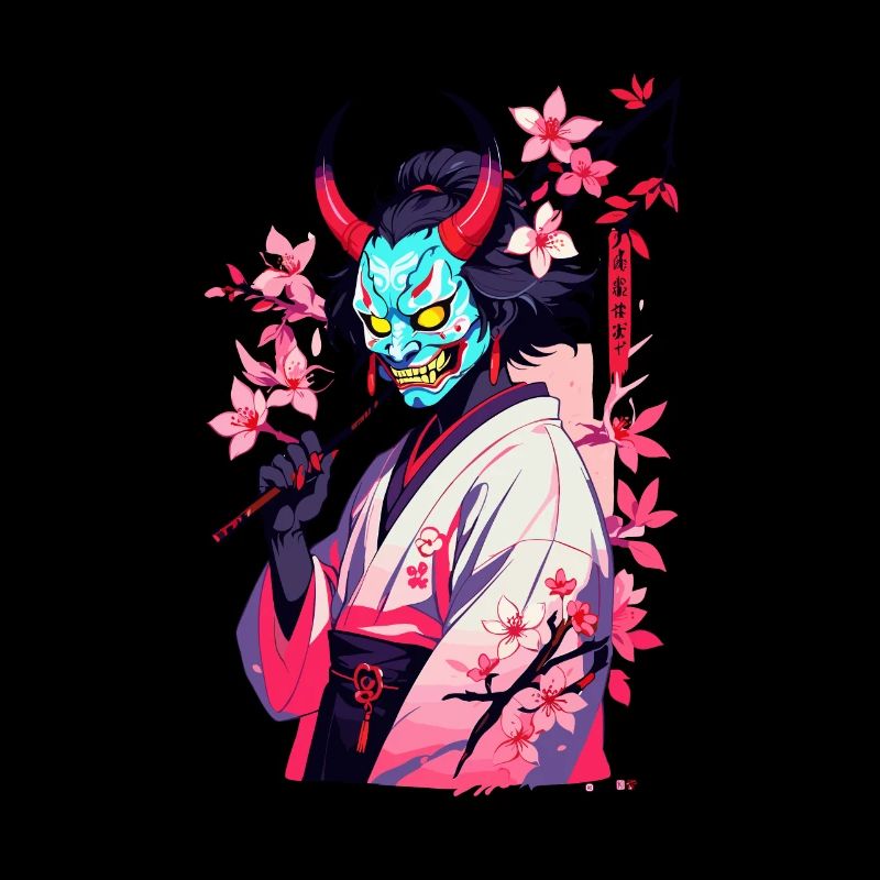 Oni Samurai Vaporwave Aesthetic Japanese Demon