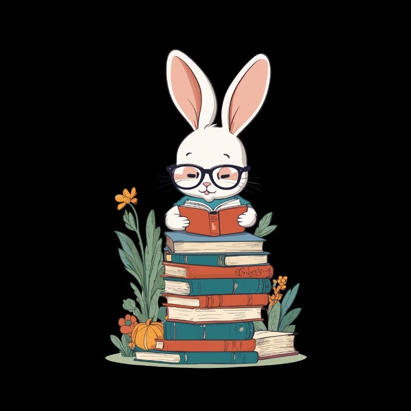Lapin de lecture style amateur de livres enthousiaste