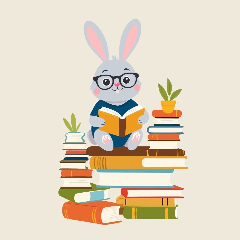 Lapin de lecture Passionné de livres
