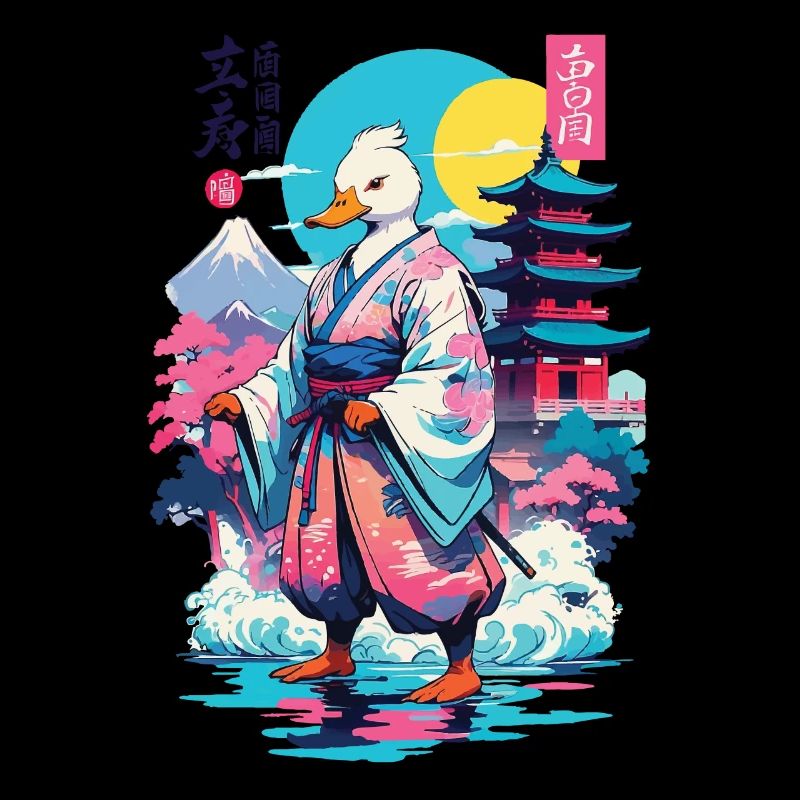 Samurai Ente Aesthetic Vaporwave Stil Japanisches