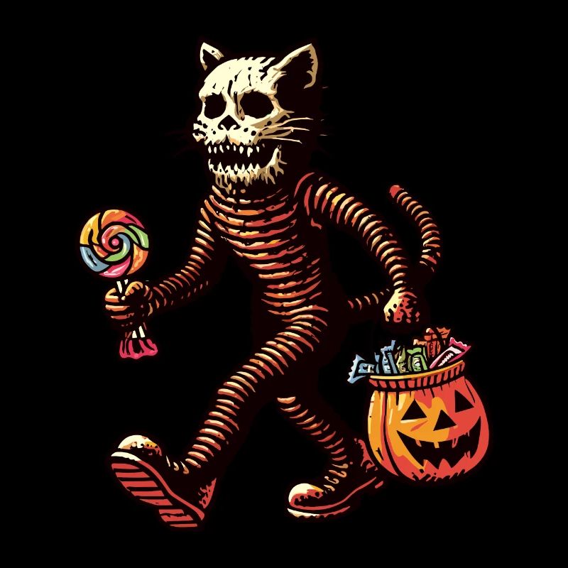 Chat zombie mort-vivant Halloween