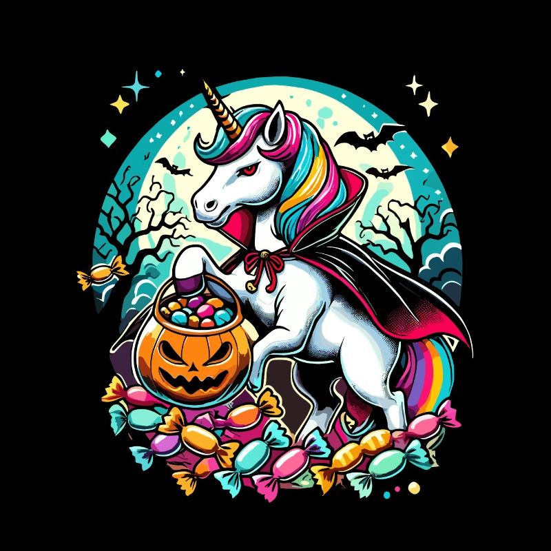 Drôle de licorne vampire aime les bonbons
