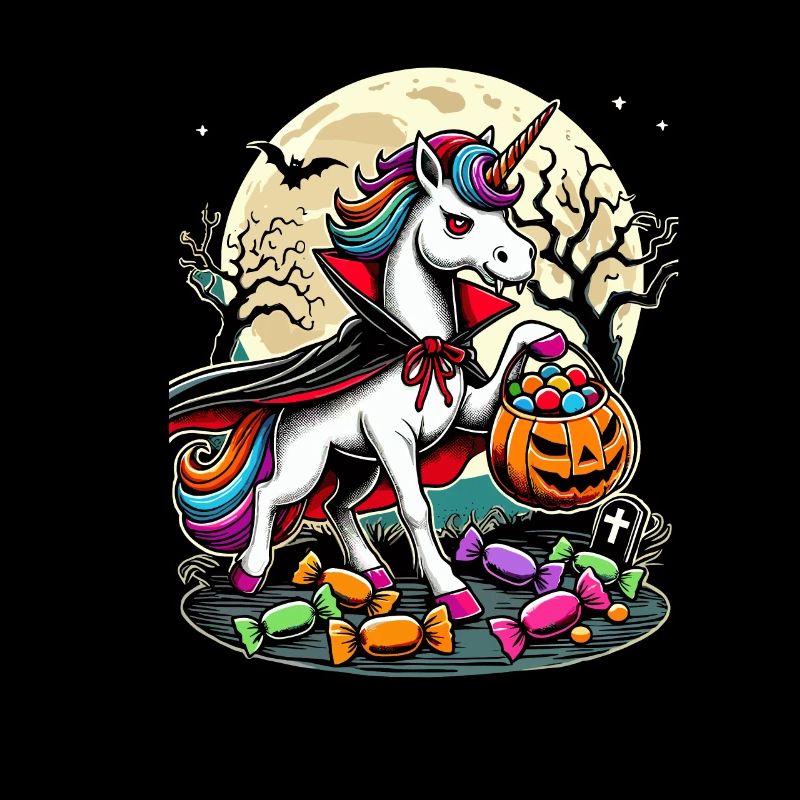 Drôle de licorne vampire aime les bonbons