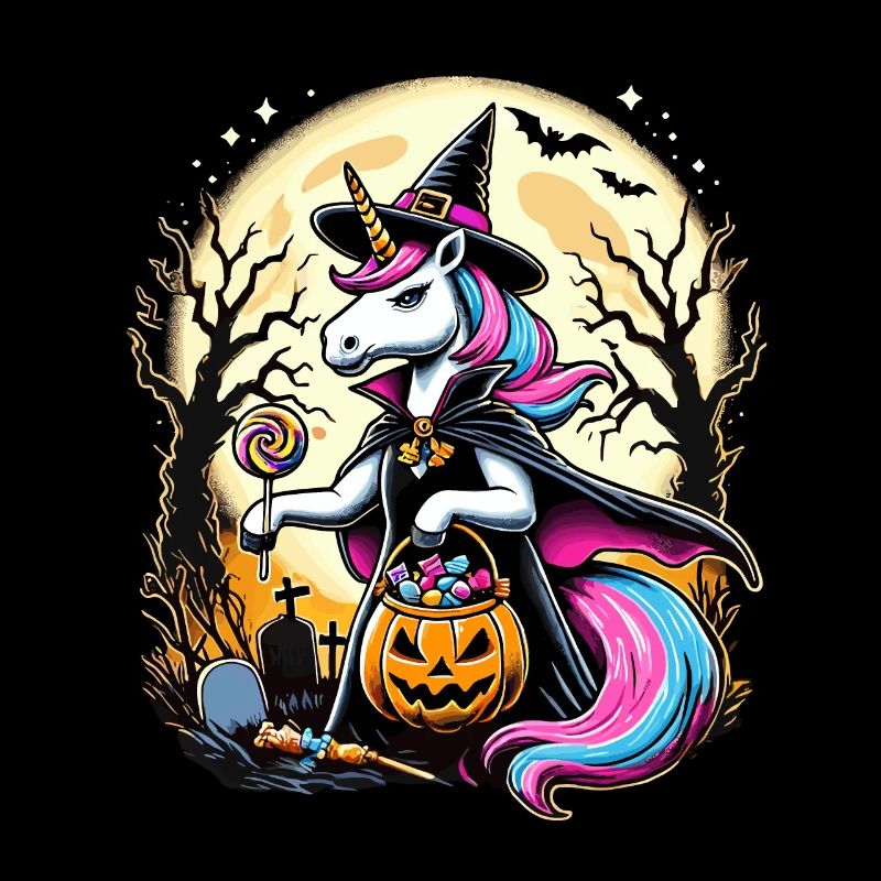 Drôle de licorne sorcière aime les bonbons