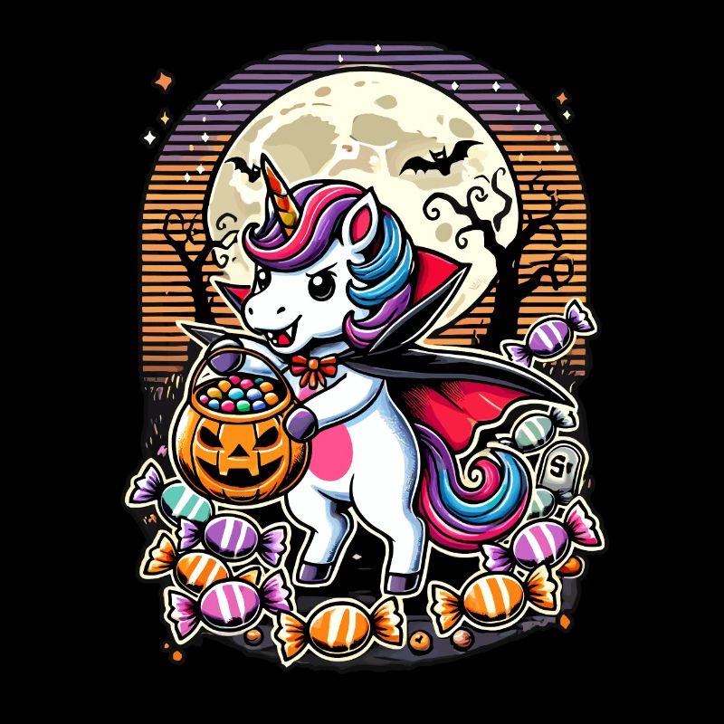 Drôle de licorne vampire aime les bonbons