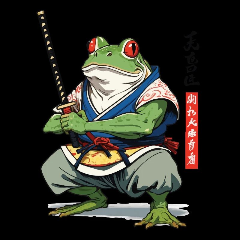 Samurai Frog Vintage Ukiyo-e Style Japan Style
