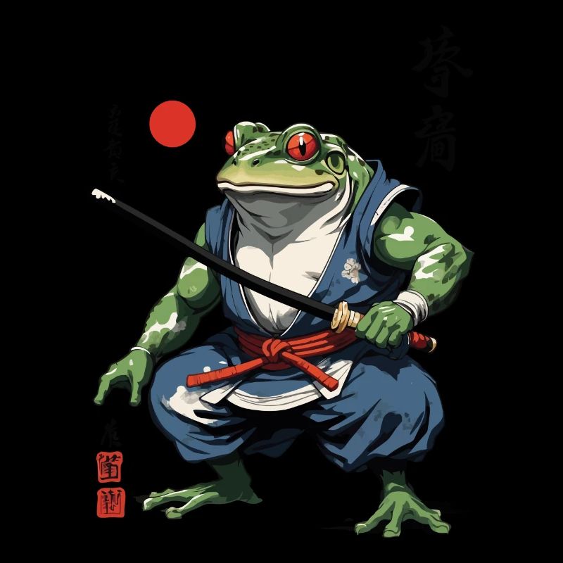 Samurai Frosch Vintage Ukiyo-e Stil Kunstwerk