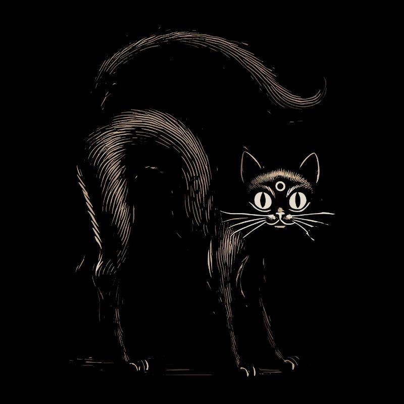 Chat Sorcière Noir Effrayant Extraordinaire