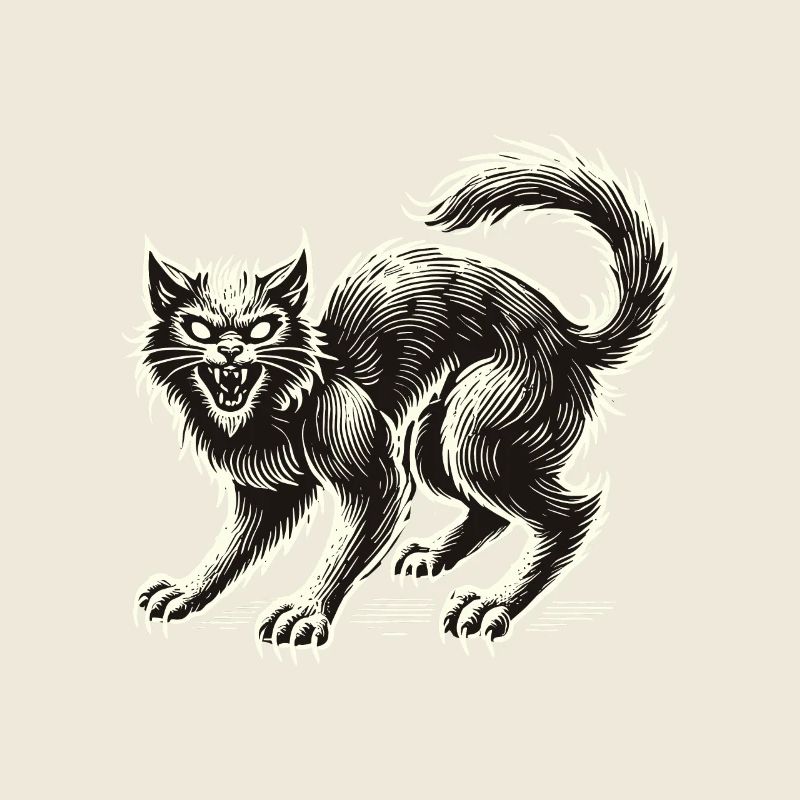 Creepy Black Witch Cat Extraordinary