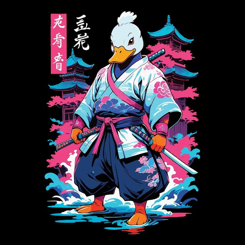Samurai Ente Aesthetic Vaporwave Stil Japan