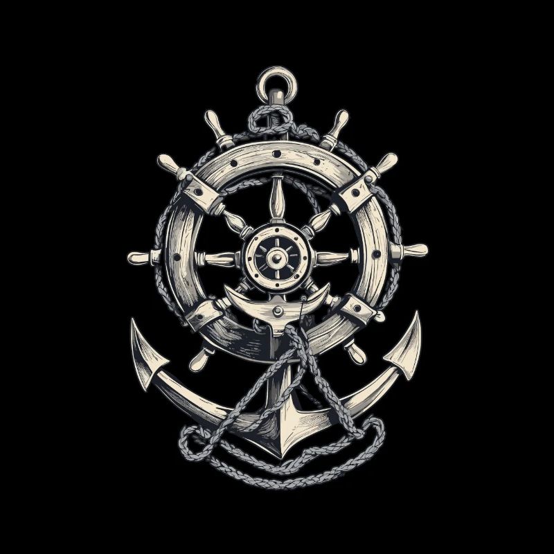 Nautical steering wheel and anchor design