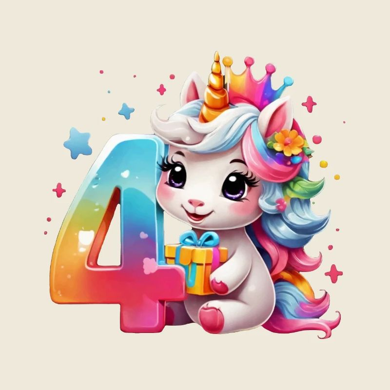 NUMMER 4 JAHRE EINHORN 4. GEBURTSTAG