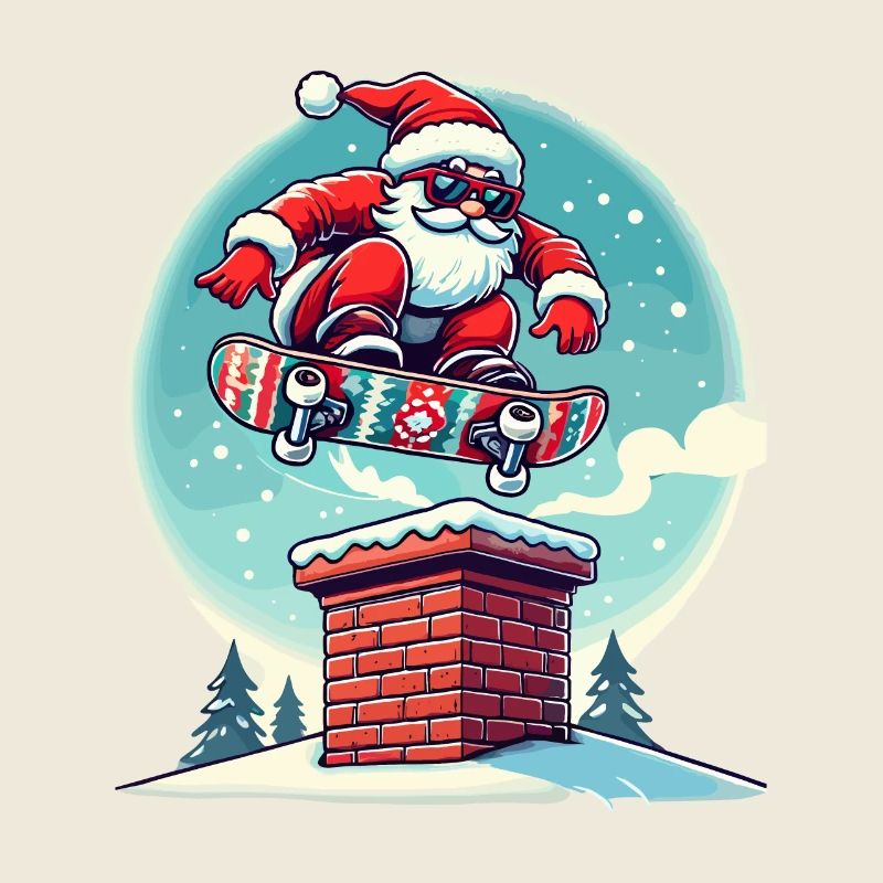 Skateboardender Weihnachtsmann Spaßiger Winter