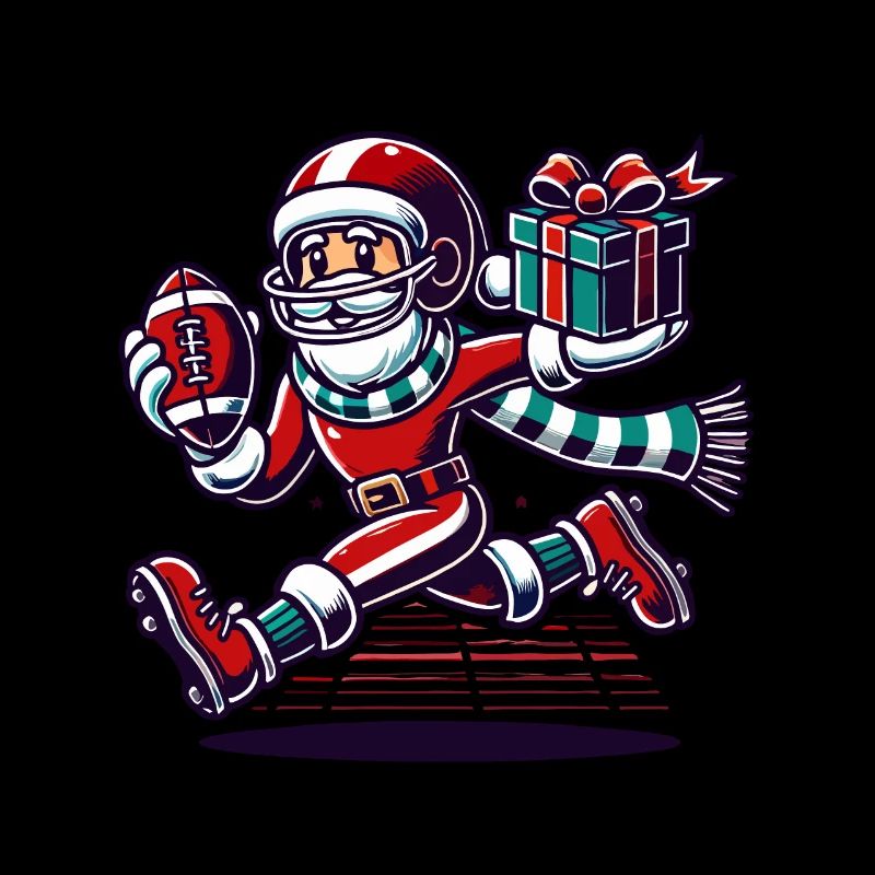 Santa Claus Playing Football With Gift