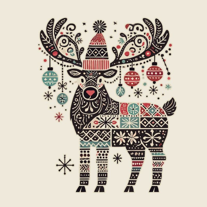 Christmas Reindeer Vintage Cottagecore