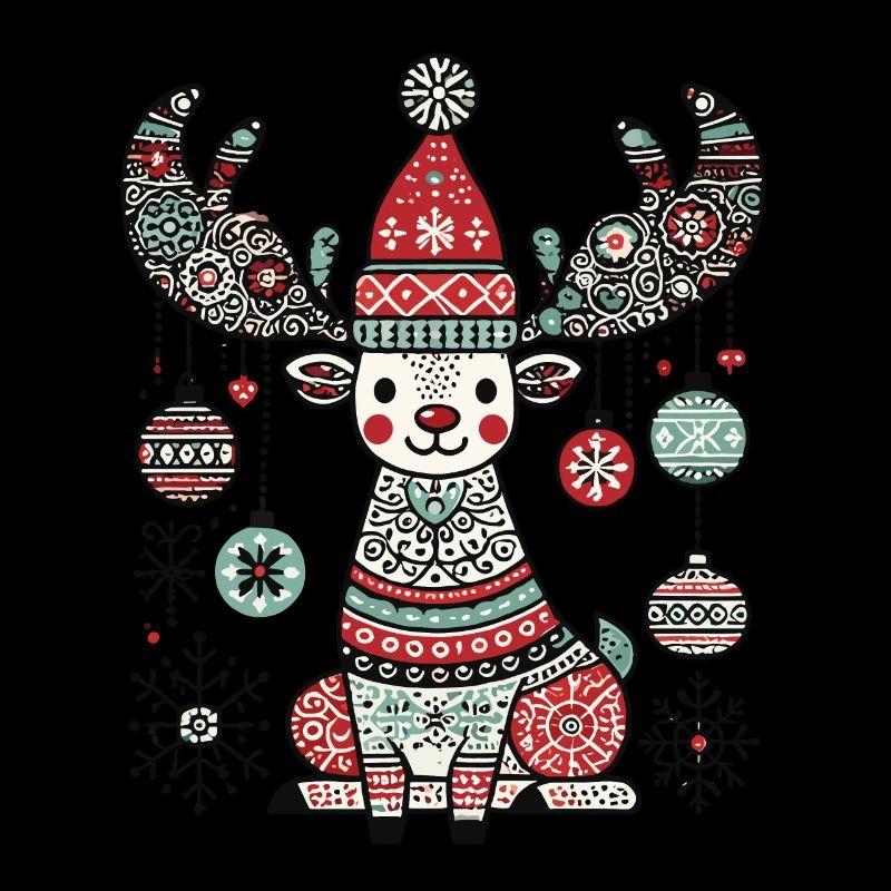 Fröhlicher Rentierzauber Mit Weihnachtskugeln