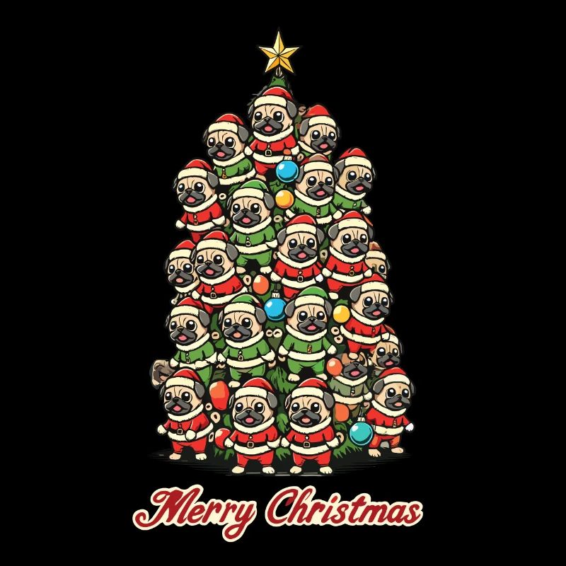 Fröhliche Weihnachten Mops Weihnachtsbaum